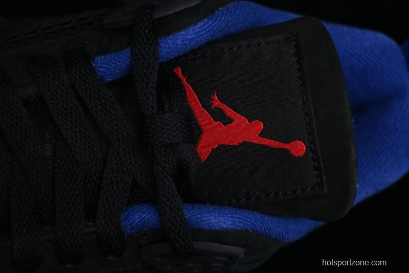 Nike Air Jordan 4 Retro Basketball Shoes with Black-Grey-Blue Color Blocking - FV5029-003