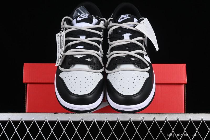Nike Dunk Low Letter Panda Black Grey High Street Deconstructed SB Strap Low-top Casual Skate Shoes - CW1590-100