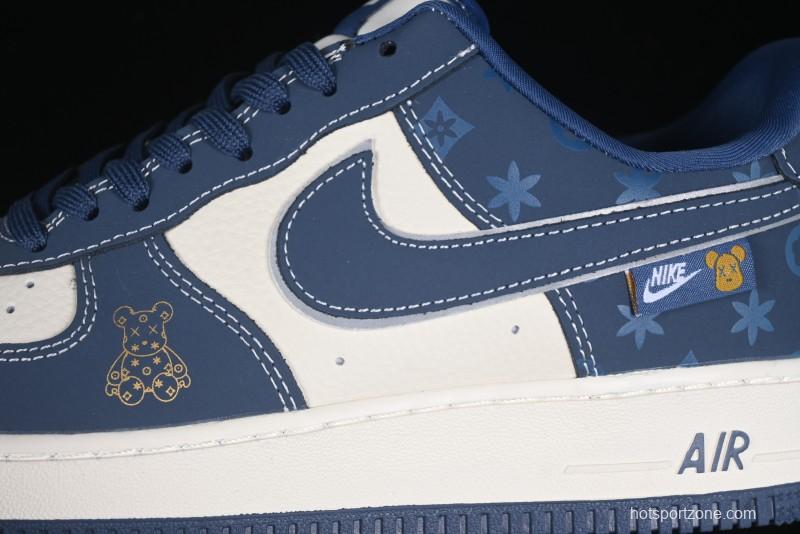 Nike Air Force 1 '07 Low Teddy Bear Collaboration Suede Blue Low-Top Casual Sneakers - KK1988-054