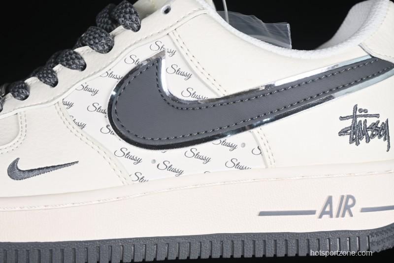 Nike Air Force 1 '07 Low Stussy Collaboration - Grey English Patchwork Low-Top Casual Sneakers - XZ3328-536