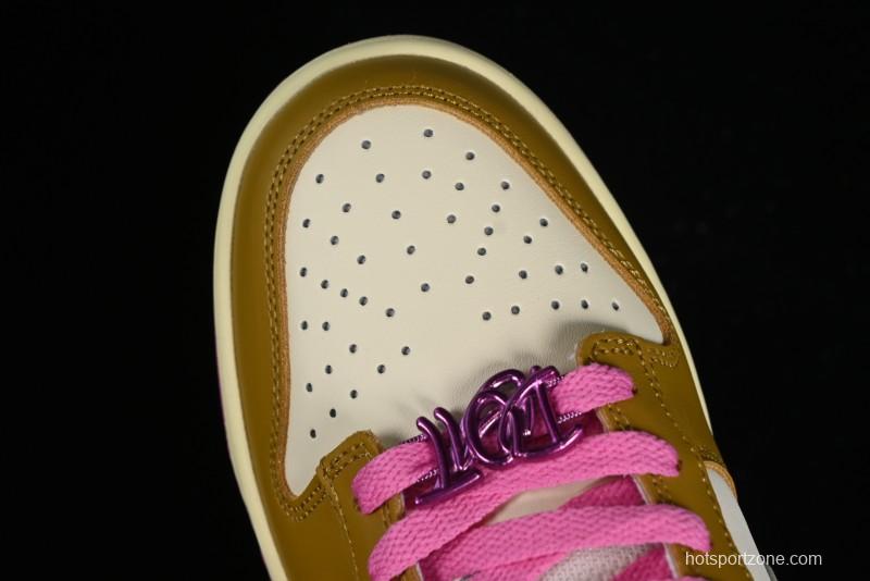 Nike Dunk Low "Just Do It" SB Low-Top Casual Skate Shoes in Coconut Milk and Pink - FD8683-700