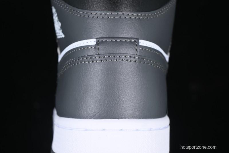 Nike Air Jordan 1 Mid AJ1 White Black Gray Culture Leisure Sneakers - DQ8426-001