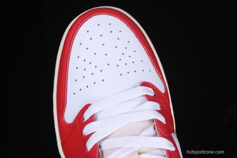 Nike Air Jordan 1 Low AJ1 White Red Black Hook Casual Sneakers - HQ6998-600