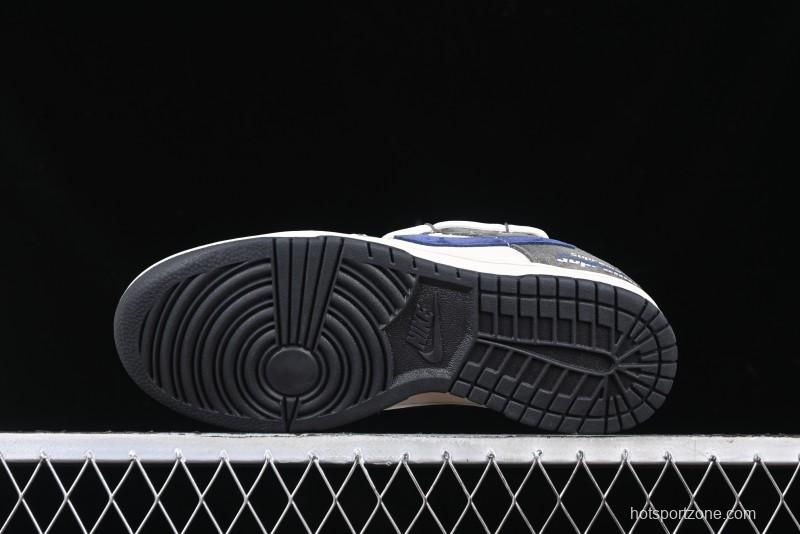 Nike SB Dunk Low Supreme Collaboration - Grey White Blue Swoosh Lace-Up Anniversary Customized Low-Top Casual Skate Shoes - XS1186-100