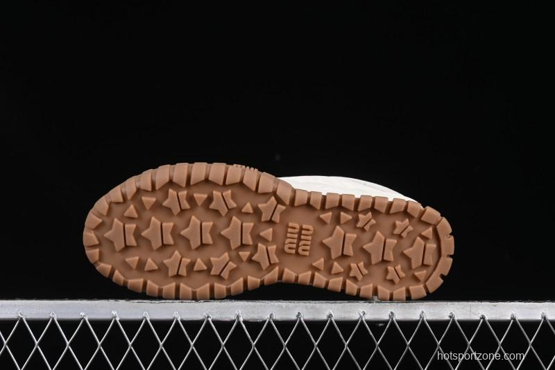 Miu Miu Suede Round Toe Lace-Up Women's Low-Top Casual Shoes in Beige - 99D4