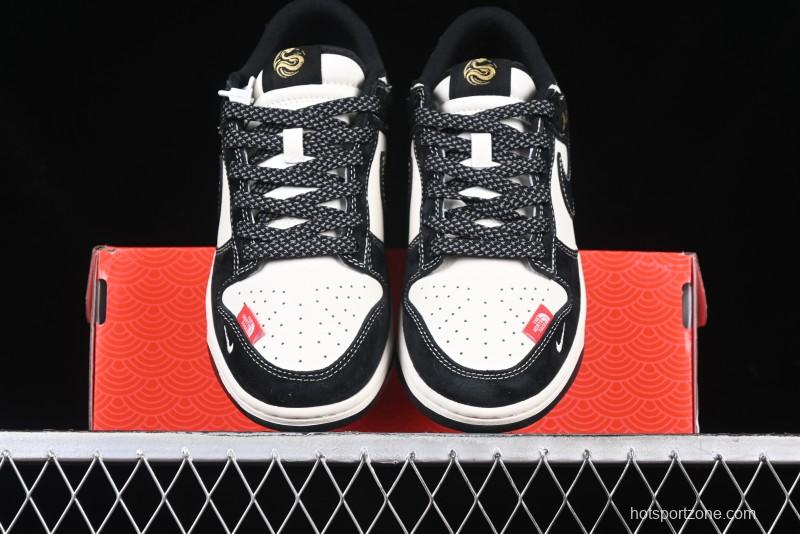 Nike SB Dunk Low The North Face Year of the Snake Black White Black Swoosh Anniversary Custom Low-Top Casual Sneakers - FC1688-210