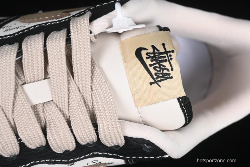 Nike Air Force 1 '07 Low Stussy Collaboration Black Leather & Gum Sole Low-Top Casual Sneakers - CH6336-519