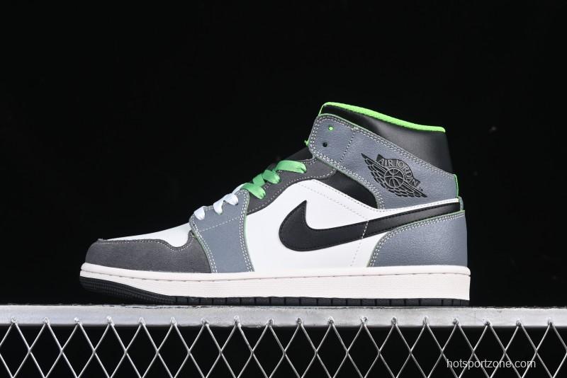 Nike Air Jordan 1 Mid Basketball Shoes in White Grey Brown Casa 93 Colorway - HQ3829-001