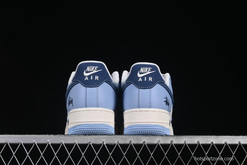 Nike Air Force 1 '07 Low Stussy Collaboration Dual-Tone Sky Blue Low-Top Casual Sneakers - XS1958-516