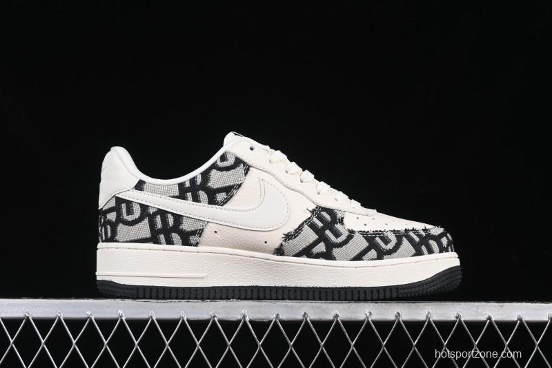 Nike Air Force 1 '07 Low Dior Collaboration Black Pattern Low-Top Casual Sneakers - DF0188-028