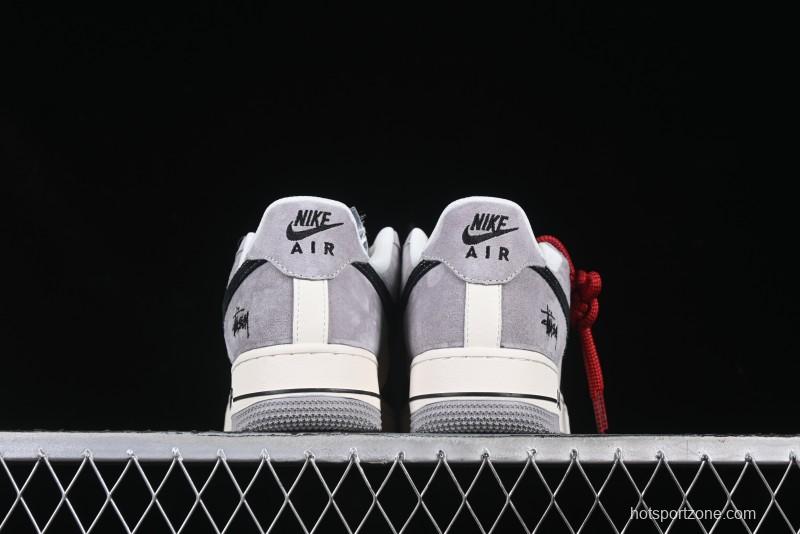 Nike Air Force 1 '07 Low Stussy Collaboration Black Grey Patchwork Low-Top Casual Sneakers - XZ6188-363