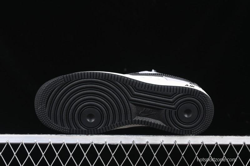 Nike Air Force 1 '07 Low Stussy Collaboration Grey Pigskin Black Swoosh Low-Top Casual Sneakers - XZ3318-099