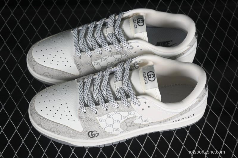 Nike SB Dunk Low Gucci Collaboration Beige Grey Denim Anniversary Custom Low-Top Casual Sneakers - CH8311-239