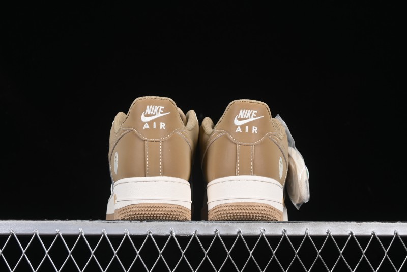 Nike Air Force 1 '07 Low Bape Collaboration Khaki Beige Grey Low-Top Casual Sneakers - BB6566-208