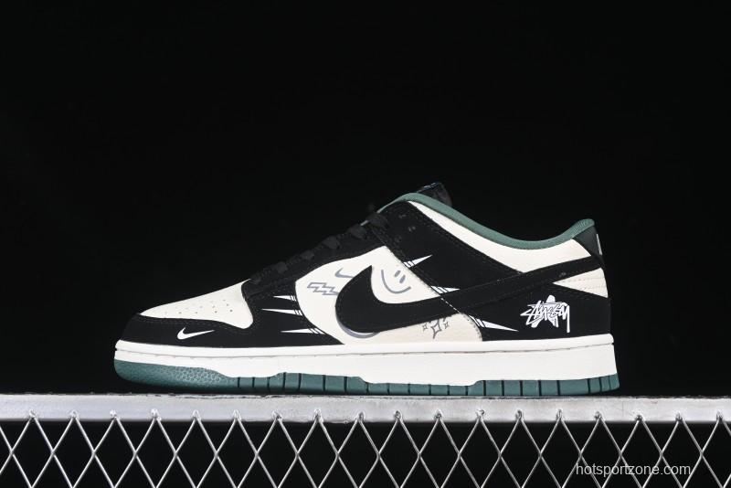 Nike SB Dunk Low Stussy Series Graffiti Black Swoosh Anniversary Custom Low-Top Casual Skate Shoes - KK1333-035