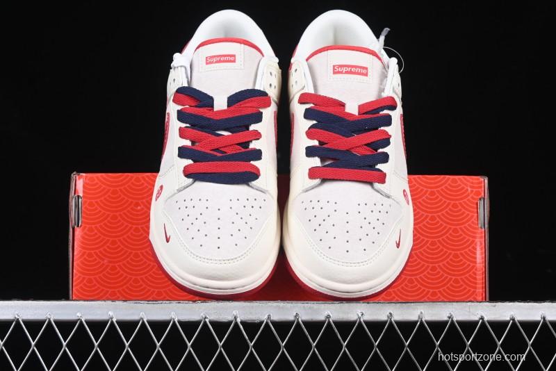 Nike SB Dunk Low Supreme Collaboration Year of the Snake Limited Edition Red Snake Print Anniversary Custom Low-Top Casual Sneakers - XS1086-015