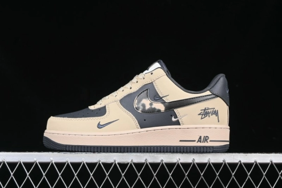 Nike Air Force 1 '07 Low Stussy Collaboration Grey Fog Swoosh Low-Top Casual Sneakers - KK1988-033