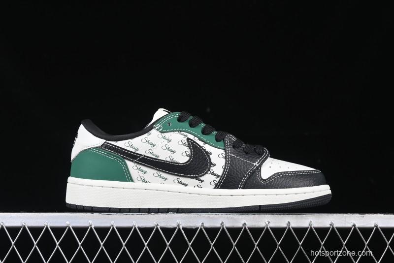 Nike Travis Scott x Fragment Design x Air Jordan 1 Low OG SP AJ1 Stussy Collaboration - Black Green - AG3702-805