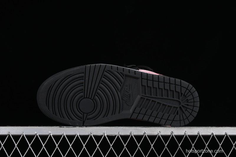 Nike Air Jordan 1 Low AJ1 Retro Basketball Shoes with Black Pink Bow Design - DX4374-008