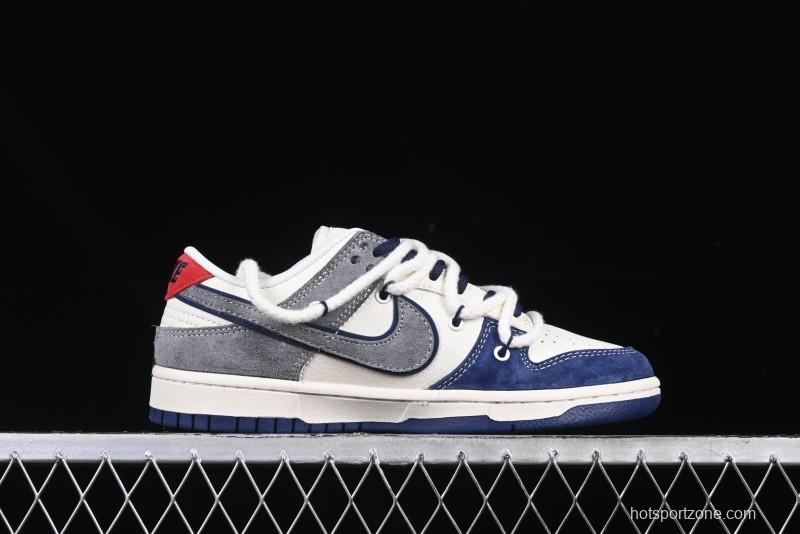 Nike SB Dunk Low Supreme Collaboration Sneakers in Gray Blue with Gray Swoosh - YX5066-260