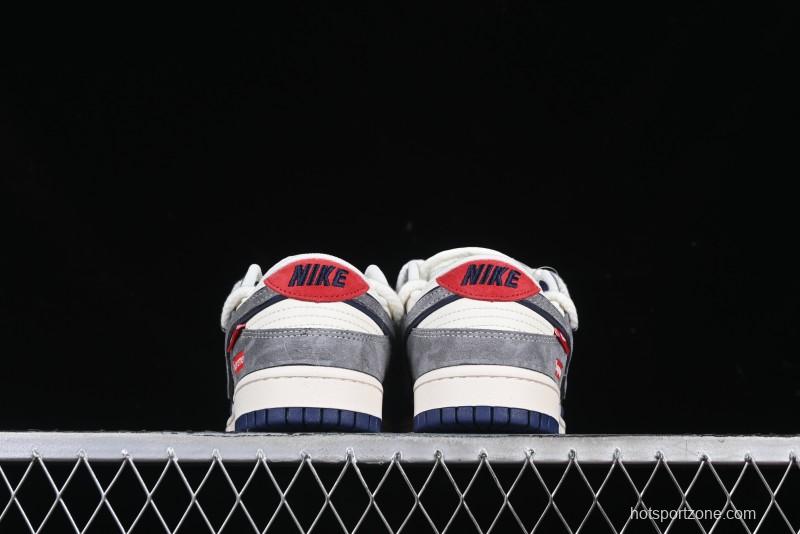 Nike SB Dunk Low Supreme Collaboration Sneakers in Gray Blue with Gray Swoosh - YX5066-260