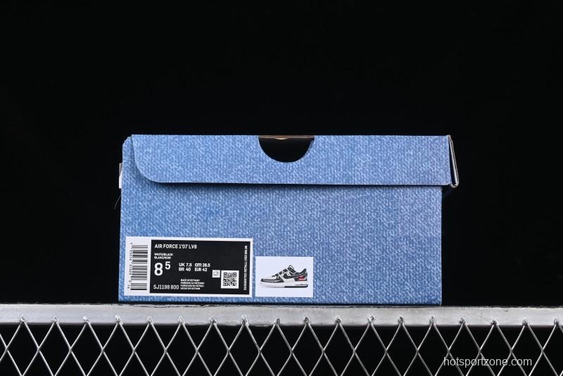 Nike Air Force 1 '07 Low Levi's Collaboration Black Denim Drawstring Casual Sneakers - SJ1198-800