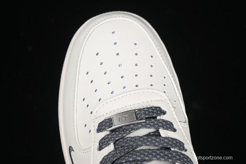 Nike Air Force 1 '07 Low Stussy Collaboration - Grey English Patchwork Low-Top Casual Sneakers - XZ3328-536