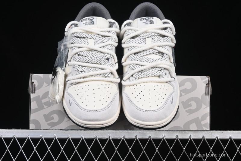 Nike SB Dunk Low The North Face x Supreme Collaboration Light Gray Hook Anniversary Custom Low-Top Casual Skate Shoes - YX5066-230