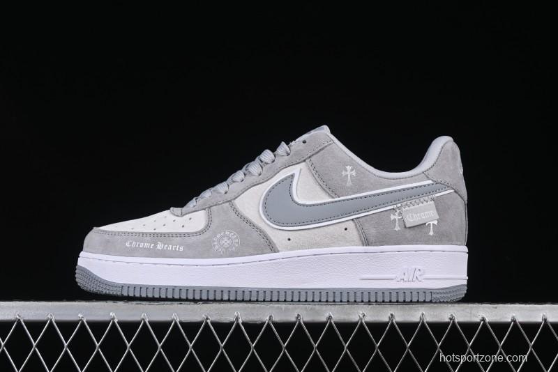 Nike Air Force 1 '07 Low Chrome Hearts Collaboration Silver Grey Low-Top Casual Sneakers - FZ0188-032