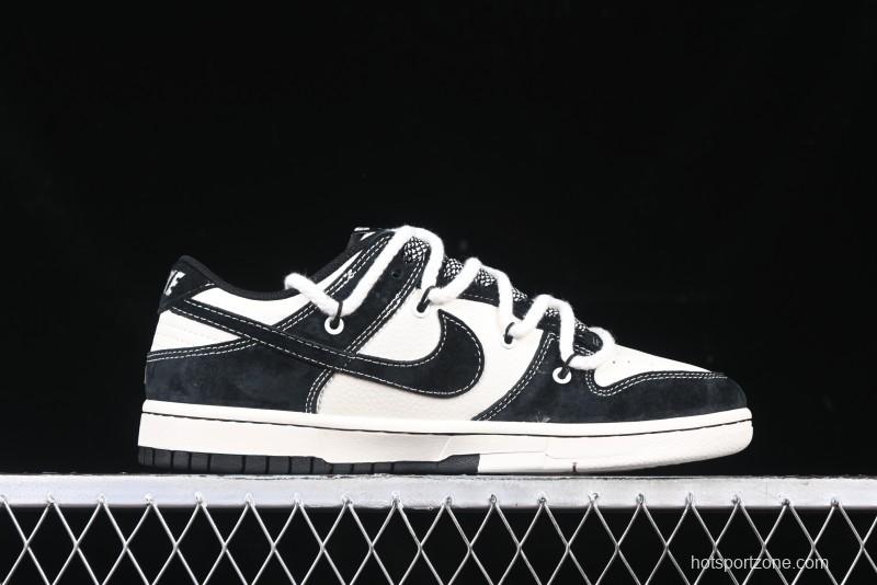 Nike SB Dunk Low The North Face x Supreme Anniversary Edition Customized Lace-Up Black White Black Swoosh Casual Skate Shoes - YX5066-227