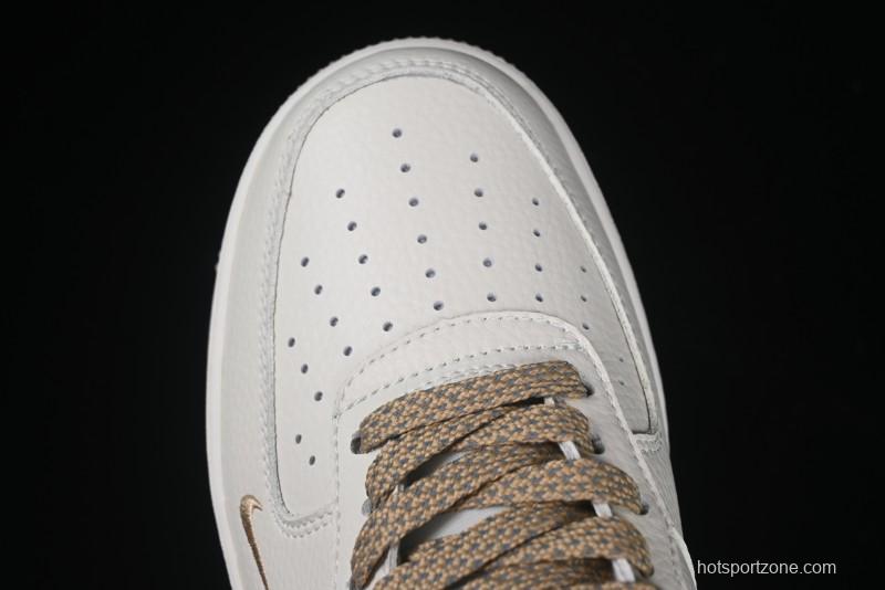 Nike Air Force 1 '07 Low QR Code Metallic Gold Star Sneakers Low-Top Casual Shoes - CU1836-965