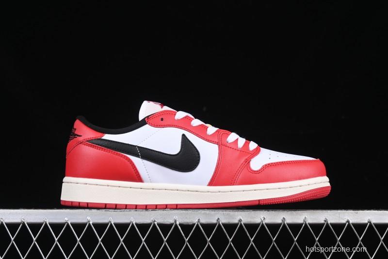 Nike Air Jordan 1 Low AJ1 White Red Black Hook Casual Sneakers - HQ6998-600