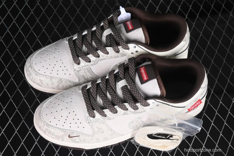 Nike SB Dunk Low Supreme Year of the Snake Limited Edition Grey Python Print Anniversary Custom Low-Top Casual Sneakers - XS1086-018