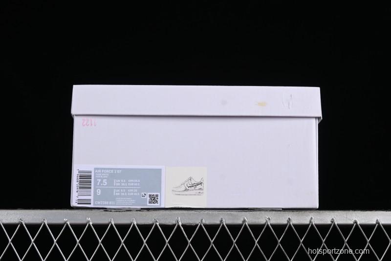 Nike Air Force 1 '07 Low Casual Sneakers with Black and White Hand-Drawn Manga Design - CW2288-811