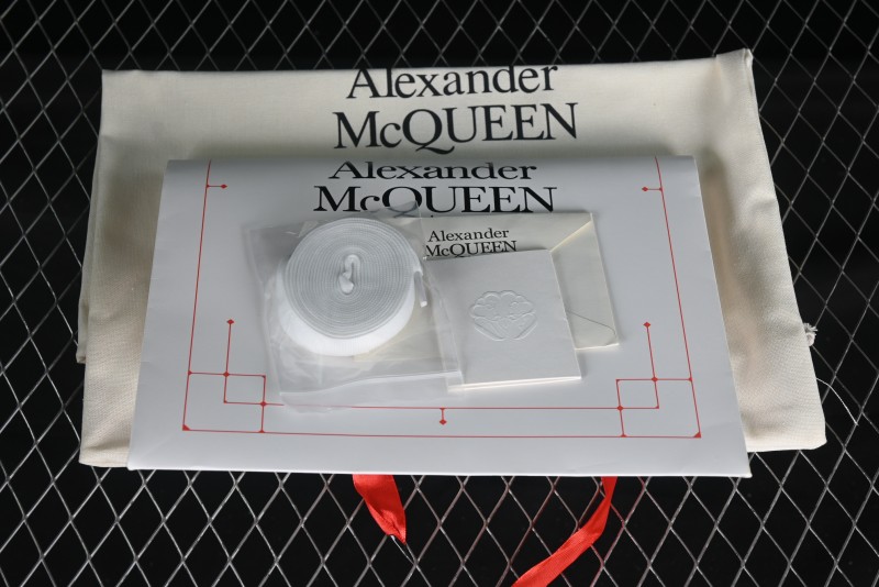 Alexander McQueen Oversized Sneakers with Mirror Silver Heel - White Leather Lace-Up Shoes