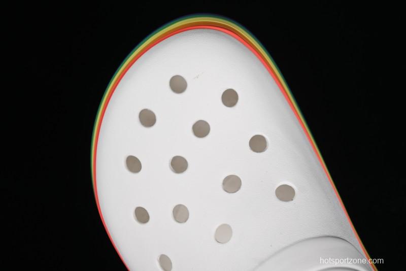 Crocs Crocband Platform Rainbow Comfortable Thick-Soled Clogs - B.D4