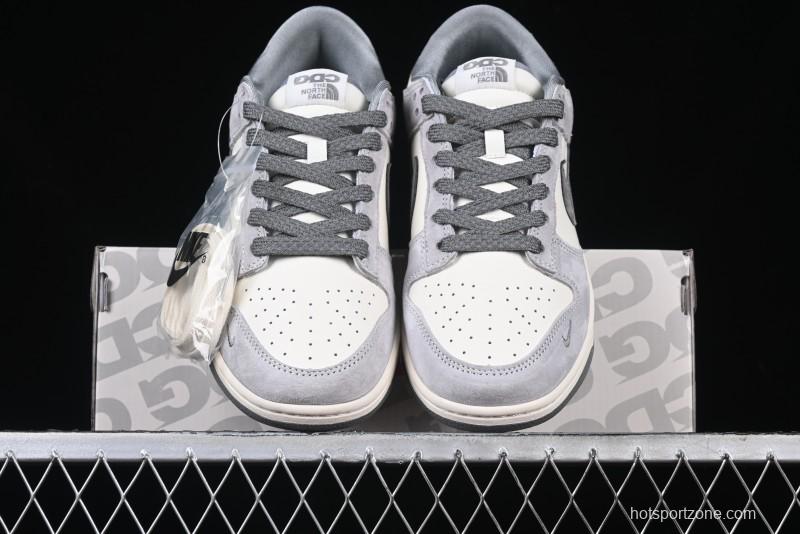 Nike SB Dunk Low The North Face Collaboration Double Swoosh Grey Pigskin Anniversary Edition Custom Low-Top Casual Skate Shoes - XX3168-009