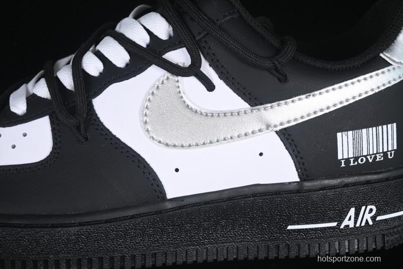 Nike Air Force 1'07 Low Silver Wing Panda Casual Sneakers with Strap - ZH0316-064