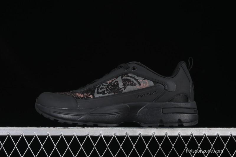 Stone Island Grime Panelled Low-Top Lifestyle Sneakers in Dark Brown - 79FWS0303