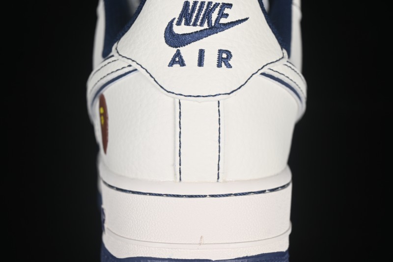 Nike Air Force 1 '07 Low Bape Collaboration Off-White Navy Blue Casual Sneakers - HH7518-066