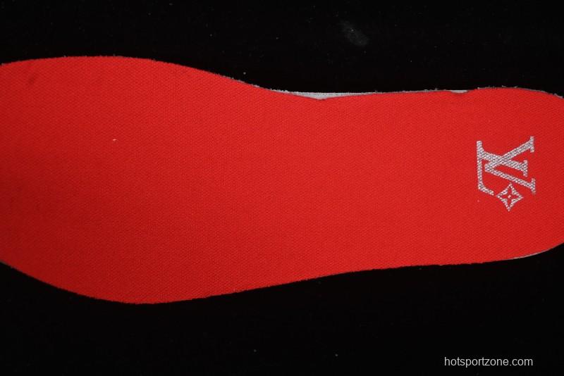 Louis Vuitton Footprint Soccer Low-Top Lifestyle Sneakers Round Toe Lace-Up Casual Shoes Red - AJF6