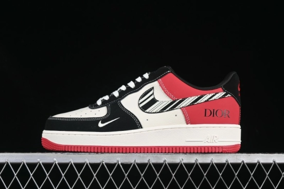 Nike Air Force 1'07 Low Dior Collaboration Red Black Zebra Print Casual Sneakers - KK1988-066