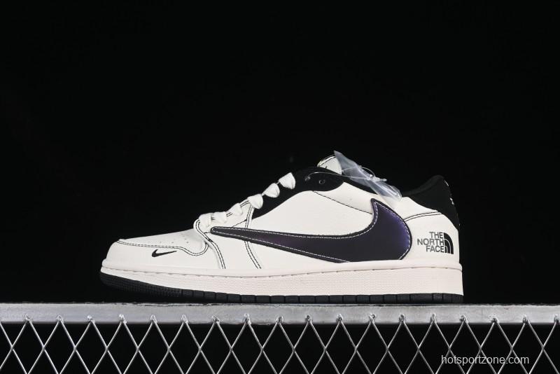 Nike Travis Scott x Fragment Design x Air Jordan 1 Low OG SP Casual Sneakers with Reverse Swoosh - XS6089-500