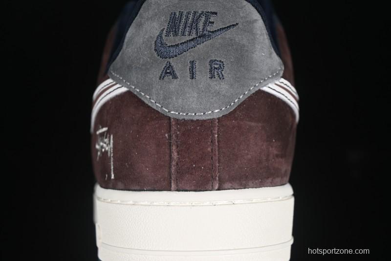 Nike Air Force 1 '07 Low Stussy Collaboration White Blue Chocolate Low-Top Casual Sneakers - KK1988-061
