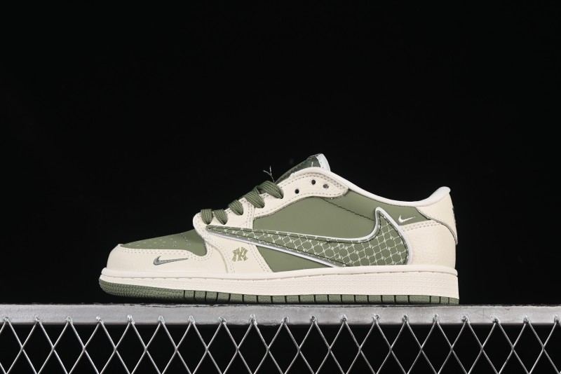 Nike Travis Scott x Fragment Design x Air Jordan 1 Low OG SP AJ1 MLB Collaboration Low-Top Casual Sneakers - XS2024-017