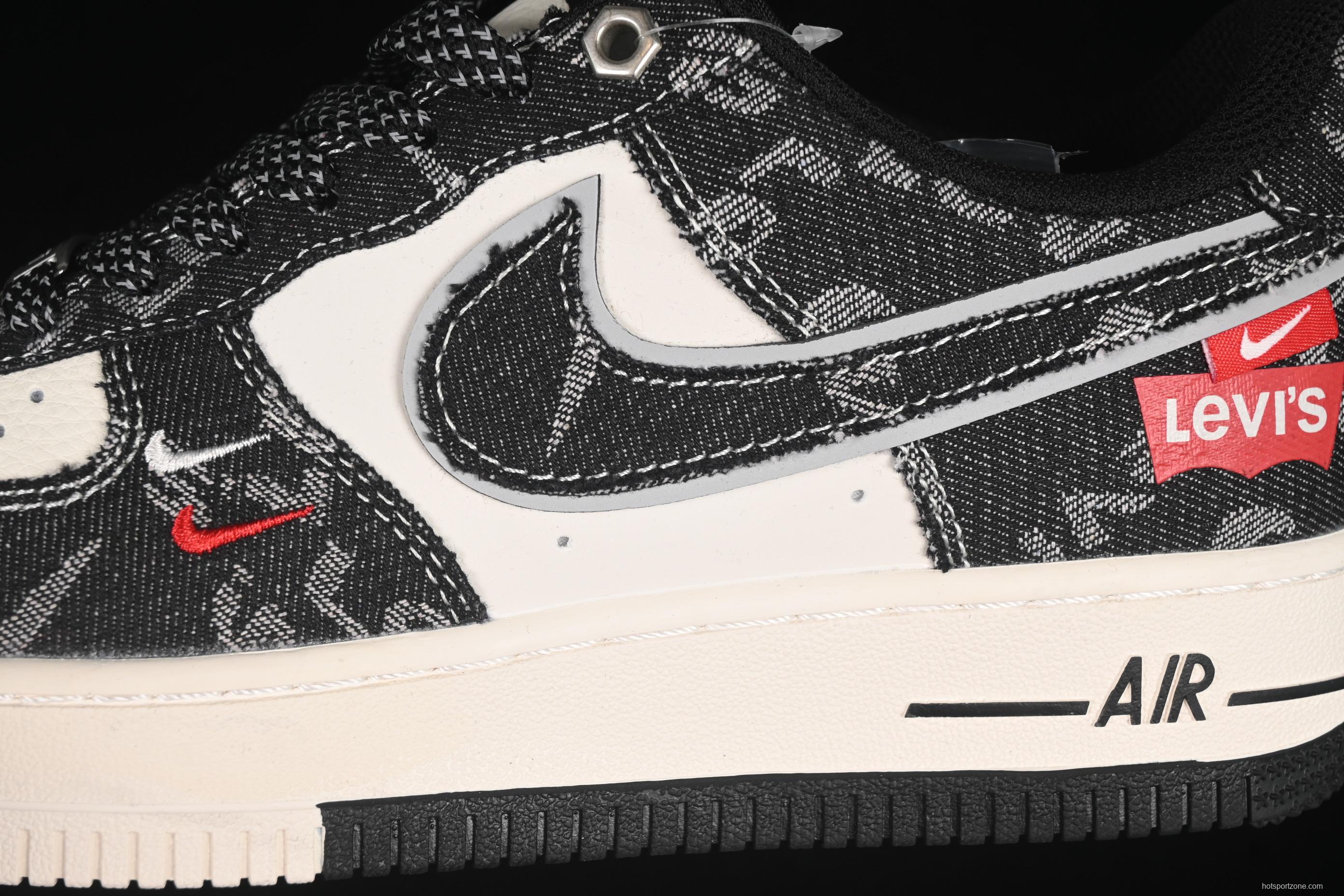 Nike Air Force 1 '07 Low Levi's Collaboration Dual-Tone Black Denim Casual Sneakers - YX5066-312