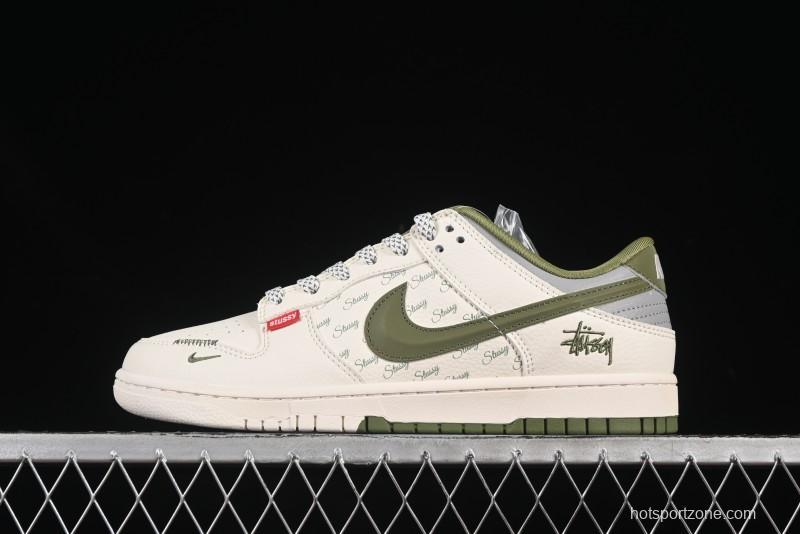 Nike SB Dunk Low Stussy Collaboration 3D Green Swoosh Anniversary Custom Low-Top Skate Shoes - XS6089-538