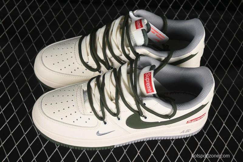 Nike Air Force 1'07 Low Supreme Collaboration Dual-Tone Grey Green Lace-Up Casual Sneakers - DM6868-070