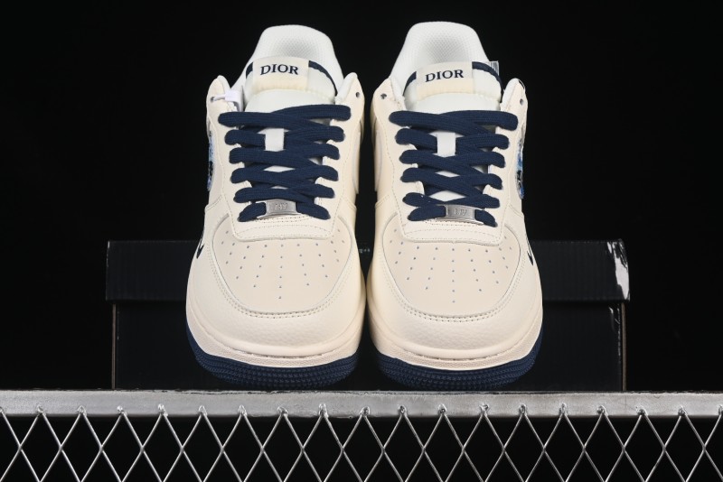 Nike Air Force 1 '07 Low Dior Collaboration Blue Iridescent Swoosh Casual Sneakers - XS1958-569