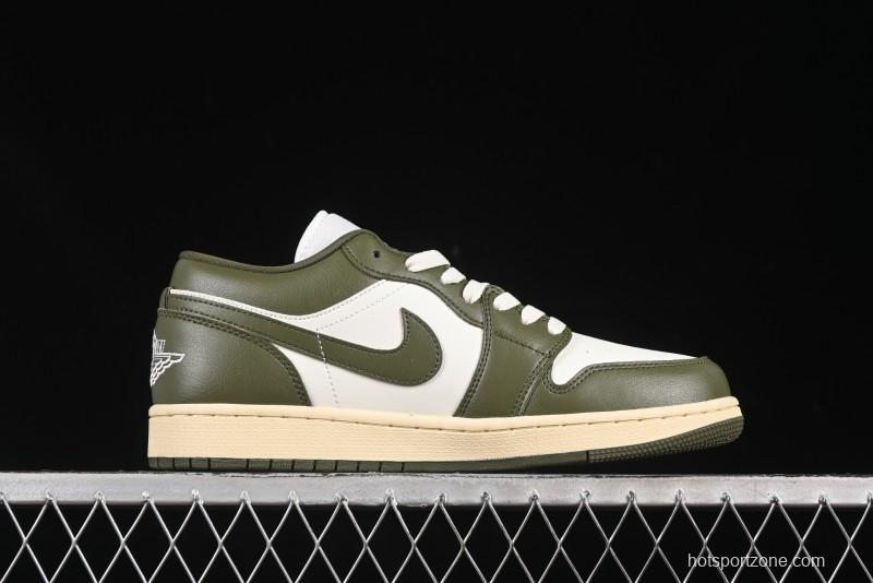 Nike Air Jordan 1 Low AJ1 Military Green White Casual Lifestyle Sneakers - DC0774-122